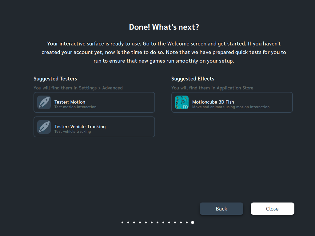 Interactive Projection Wizard: Final screen