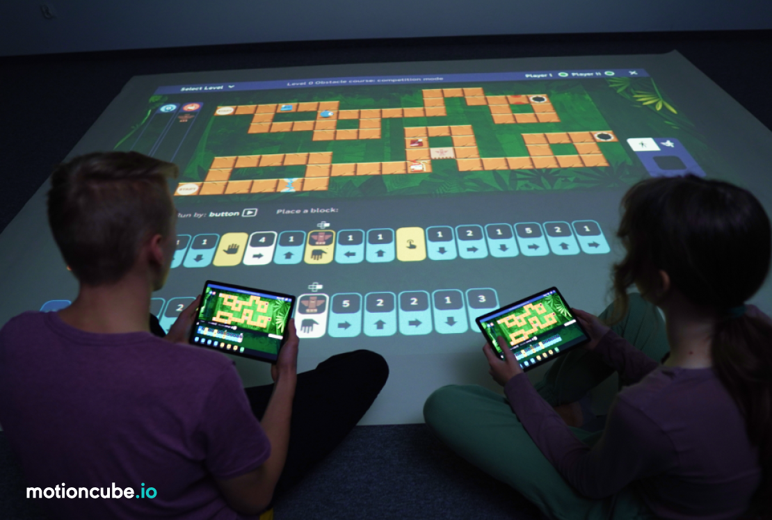 Visual programming on tablets and the interactive floor