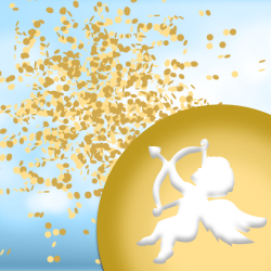 Golden confetti logo